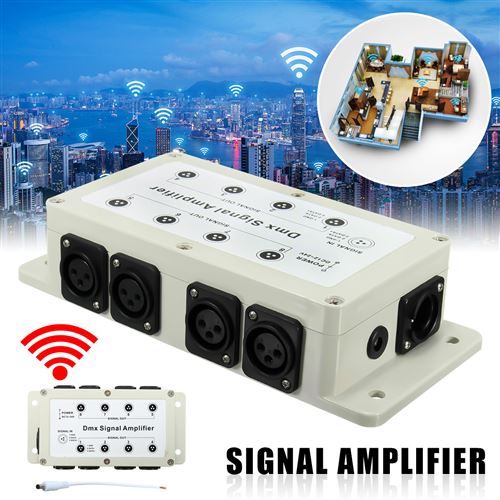 8 canaux de sortie DMX512 Amplificateur de signal DMX LED Splitter