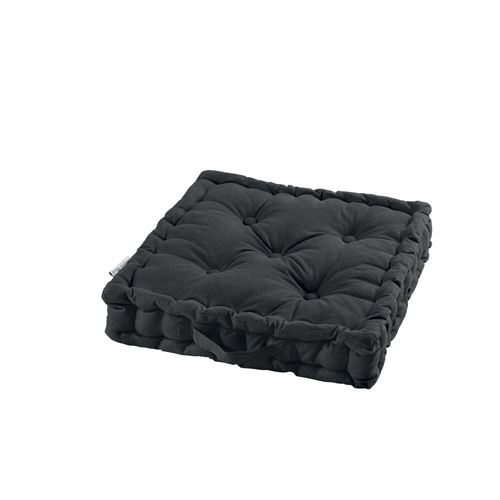 Coussin de sol 45 x 45 x 10 cm coton uni panama Noir
