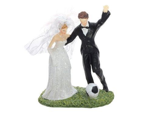 Spaf Décoration Mariage - Couple mariés joue au foot sujet gateau mariage hauteur 14 cm