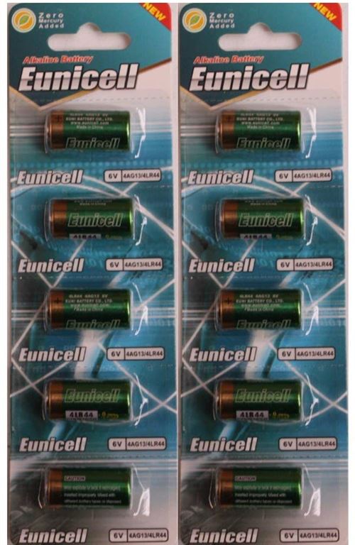 Lot de 10 piles alcalines 4LR44 Équivalent 4G13/PX28 6V EUNICELL