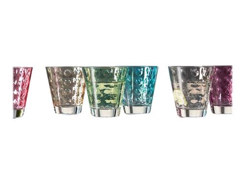 Verres à eau avec cercles en relief multicolore - Lot de 6 assortis OPTIC