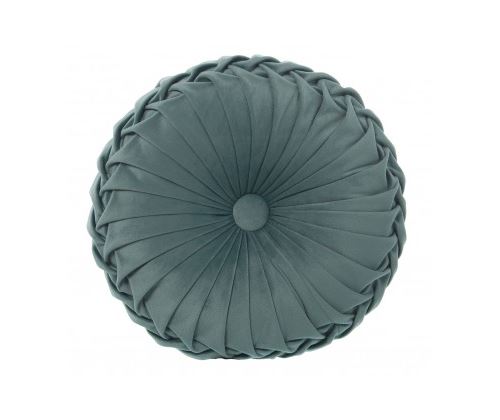 Coussin Rond Velours Plissé Bleu