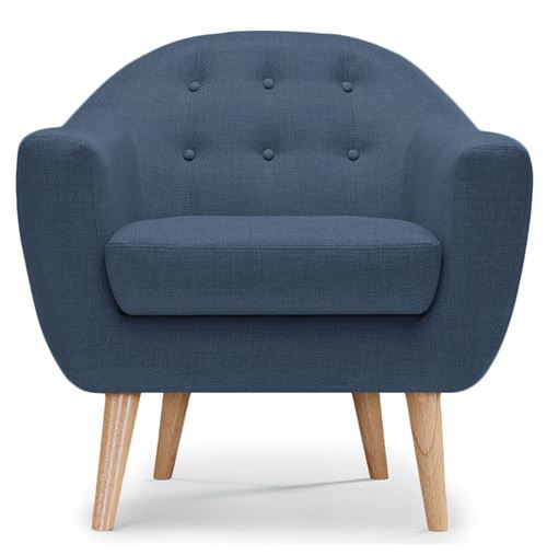 COTECOSY Fauteuil Scandinave Tissu Bleu FIDELIO