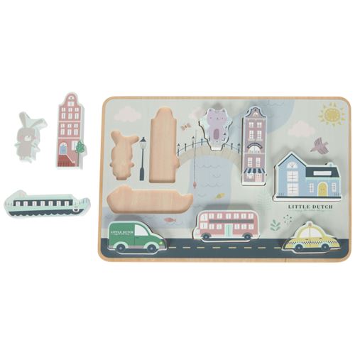 Petite ville de puzzle en bois hollandaise 9 pièces