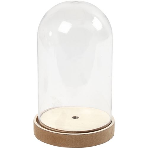 Creotime jarre à cloche sur socle en bois 18cm