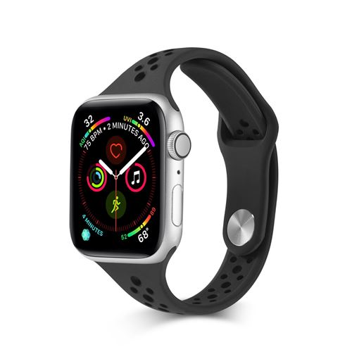 Bracelet sport en silicone respirant pour Apple Watch Series 6/ SE/ 5/ 4 40mm - Noir