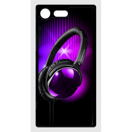 Coque Sony Xperia Xz Premium Casque Audio Violet Fond Noir