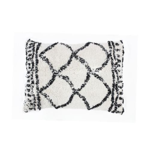 Coussin berbere Losange - 30 x 50 cm - Blanc naturel et noir