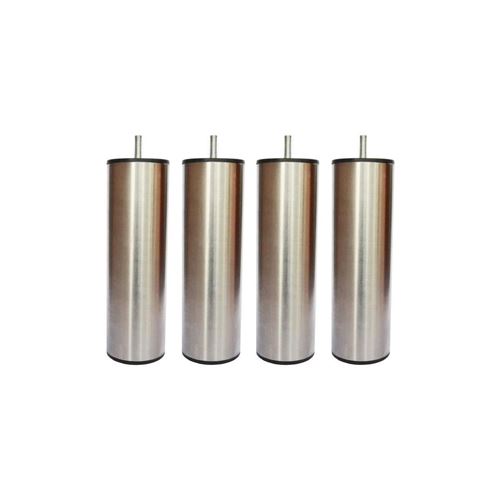 Jeu De Pieds Cylindriques Inox Brosse Saturne O 5 H 14,5 Cm - Lot De 4