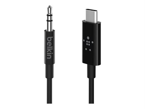 Belkin RockStar - Audiokabel - 24 pin USB-C male naar stereo ministekker male - 1.83 m - wit