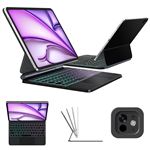Étui Clavier Pour iPad Air 13" (M3 2025 / M2 2024) and iPad Pro 12.9" (6th, 5th, 4th, 3rd Generation) - Rétroéclairage 7 Couleurs - AZERTY - Ultra Slim