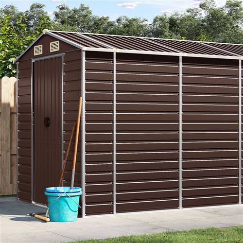 Abri de jardin marron vidaXL 191x555x198 cm acier galvanisé