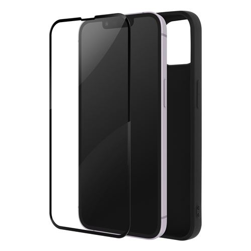 Coque pour iPhone 14 Plus Souple Noir et Verre Trempé 9H Avizar Contour Noir