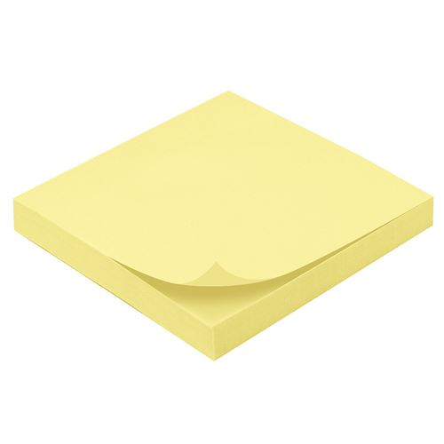 Notes adhésives repositionnables bloc 100 feuilles jaunes 75 x 75 mm