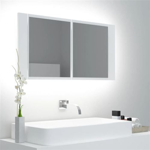 vidaXL Armoire salle de bain à miroir LED Blanc 90x12x45 cm Acrylique