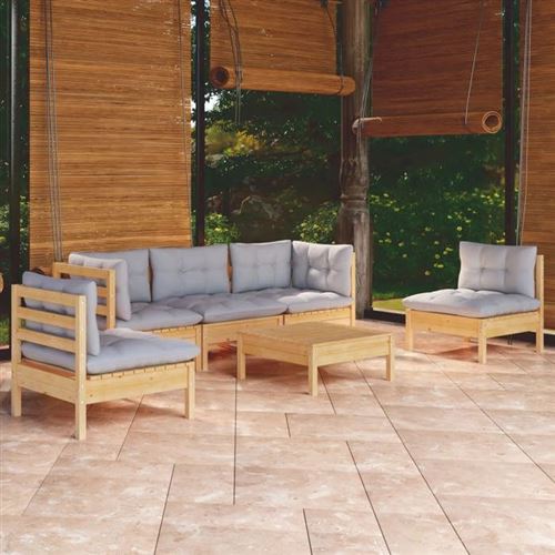 Non Communiqué Gris Salon De Jardin Modulable Vidaxl Bois 6 Pieces 63.5 X 63.5 X 62.5 6 Personnes