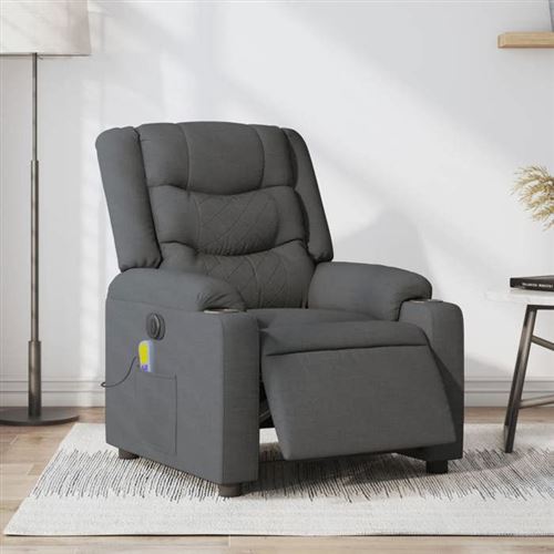 Non Communiqué Gris Vidaxl Fauteuil De Massage, Relaxation Électrique Réglable Tissu Foncé