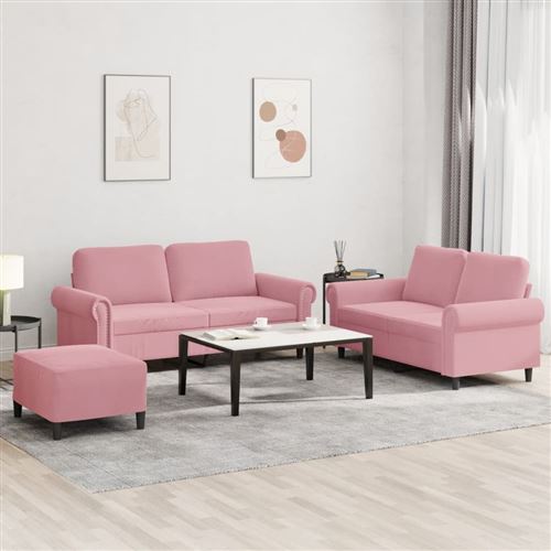 Non Communiqué Rose Vidaxl 3-Delige Loungeset Met Kussens Fluweel Roze3202223