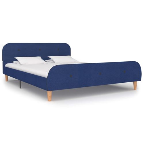 vidaXL Cadre de lit Bleu Tissu 140x200 cm