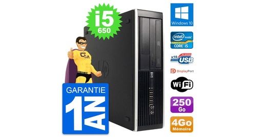 Pc hp 8100 elite sff intel core i5-650 ram 4go disque dur 250go windows 10 wifi