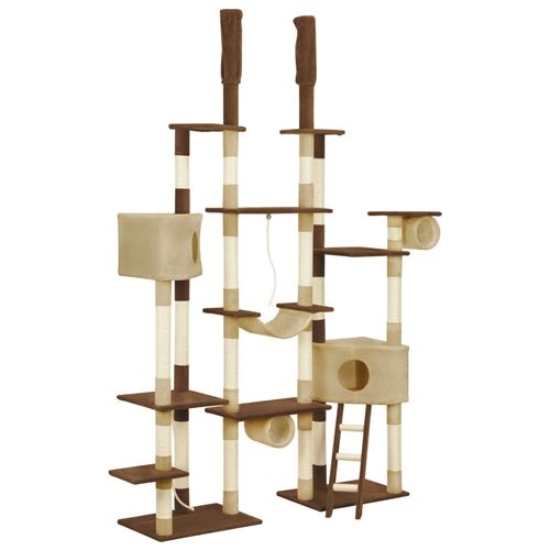 vidaXL Arbre à chat avec griffoirs en sisal Marron 234 cm