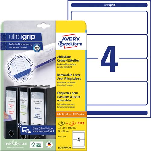 AVERY Zweckform Etiquette pour dos de classeur, 61 x 192 mm