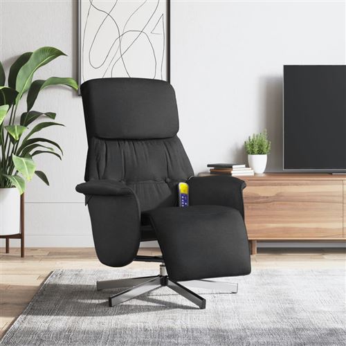 Non Communiqué Noir Vidaxl Fauteuil Inclinable De Massage Avec Repose-Pieds, Siège Avec Accoudoirs, Chaise De Relaxation Avec Dossier Salon, Moderne, Tissu 356671