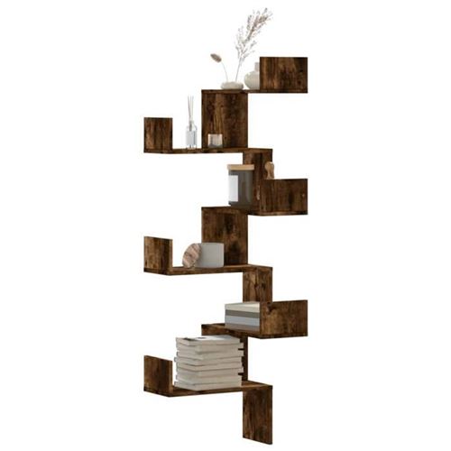 VIDAXL - Etagère d'angle murale - Chêne - 45x45x147cm - Image 2