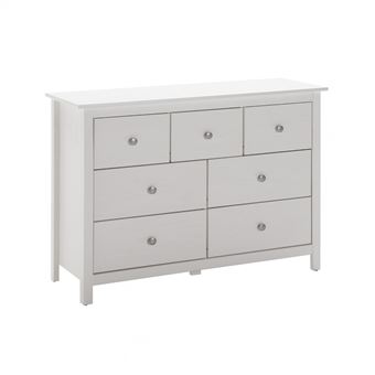 Commode 7 Tiroirs Bois Massif Coloris Blanc - FRED - ALTOBUY - 1