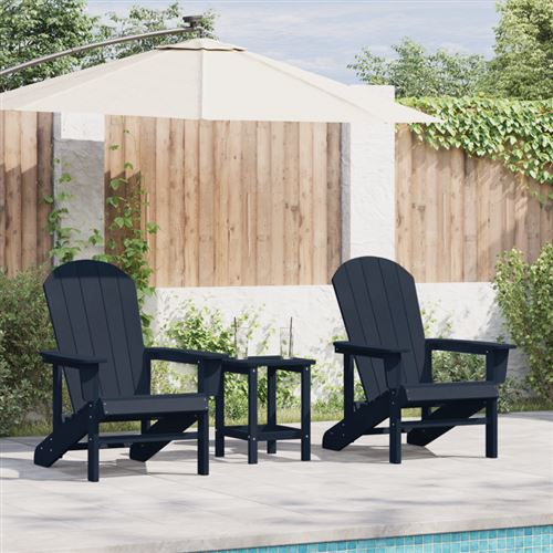 Non Communiqué Bleu Ensemble De Jardin 3 Pièces Marine Hdpe, Chaise Adirondack Marine 74X82x91 Cm Hdpe, Table D Appoint Adirondack M