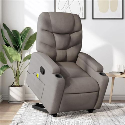 vidaXL - Fauteuil de massage - Tissu - Taupe - Image 2