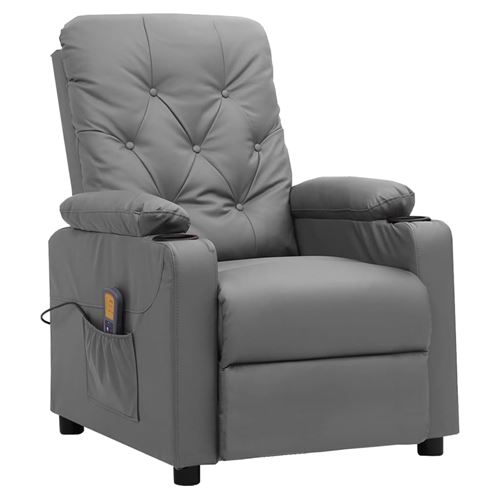 vidaXL Fauteuil de massage Gris Similicuir