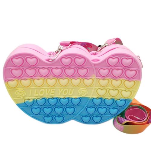 Sac Pop It, Sac a Main Pop It, 2 in 1 Push Bubble Pop It Fidget Toys, Gel  de Silice Pop It Sac avec Bandoulière Réglable, Sac à Jouets Anti-Stress  pour Filles