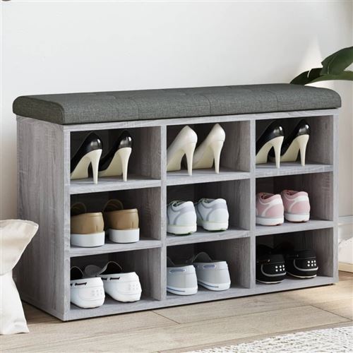 VIDAXL - Banc à chaussures - 82x32x50 cm - Gris - Image 3