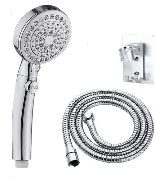 Pommeau de douche haute pression avec tuyau, économie d'eau, arrêt à une  touche, 6 modes réglables, déterminer la pomme de douche, accessoires
