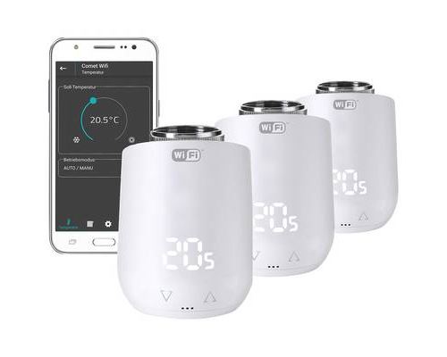 Eurotronic 700224 Comet WiFi Thermostat Head Kit Wireless 3 Pieces