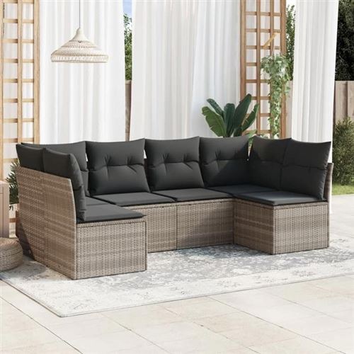 6 pieces Vidaxl salon de jardin modulable resine tressee gris