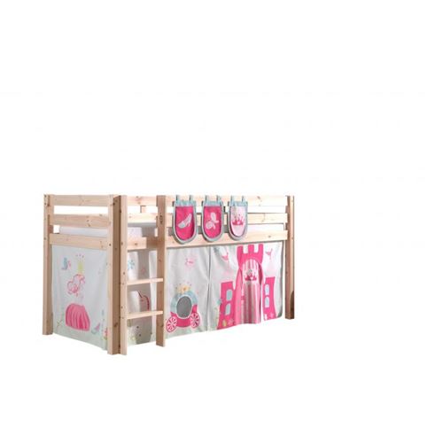 Non Communiqué Beige Vipack Pino Lit Compact Pin Massif Naturel + Rideau De Lit Princess + 3 Pochettes Princesse