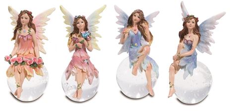 objet de décoration - IMPEXIT - Ensemble de 4 fées sur Boule de Verre 14/7/7 cm
