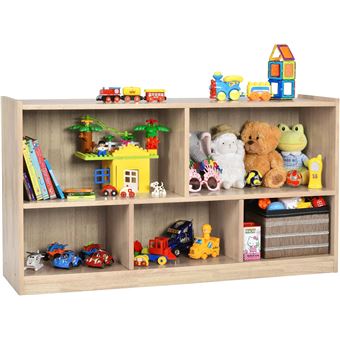 Giantex Bibliothèque en Bois avec 5 Compartiments, Meuble de Rangement,111x30x61,5cm, Brun - 1