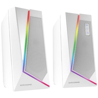 Enceintes Bluethooth RGB Mars Gaming MS7 Blanc Processeur de Son DS, 20W - 1