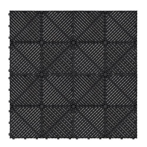 Monstershop Vented Garage Floor Tiles x 120 With Edges - Black