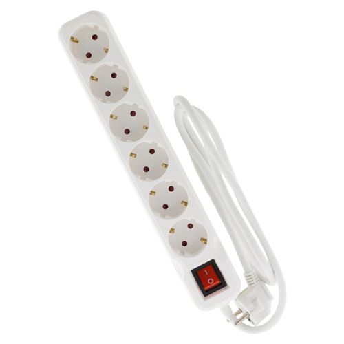 Non Communiqué Blanc Zenitech - Multiprise Schuko + Interrupteur 6X16a - 1,4M