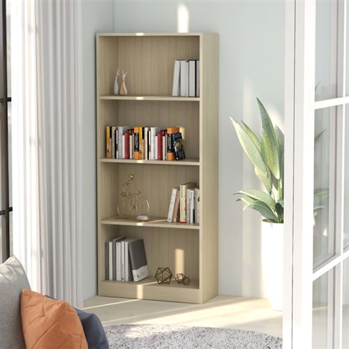 vidaXL Bibliothèque à 4 niveaux Chêne sonoma Bois d’ingénierie