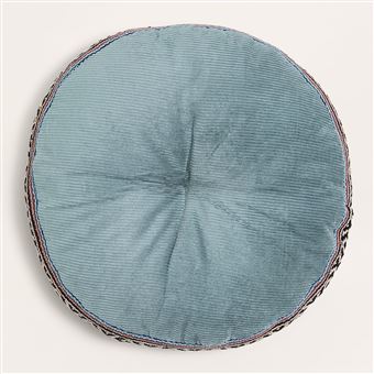 Coussin Rond en Velours Côtelé (Ø45 cm) Ondoi SKLUM Bleu océanique ...