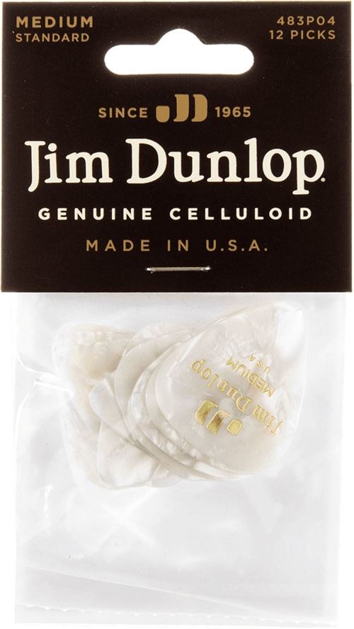 Non Communiqué Médiators Jim Dunlop Médiator Celluloid White Perloid Medium Sachet De 12