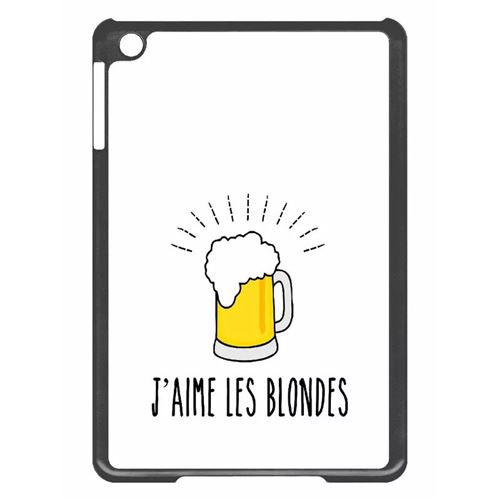 Coque tablette My-Kase pour iPad mini 2 - j aime les blondes biere fond blanc - Plastique Noir