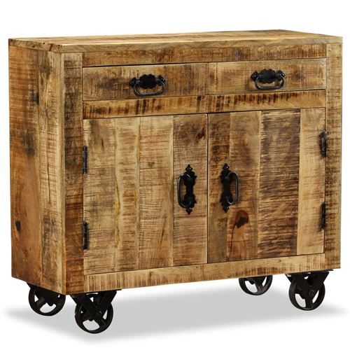Buffet bahut armoire console meuble de rangement avec 2 tiroirs et 1 bois de manguier brut