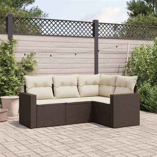 Salon de jardin modulable vidaxl resine tressee marron 4 pieces 62 x 62 x 69 cm 4 personnes