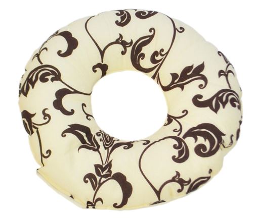 Coussin rond post natal dessin floral clair